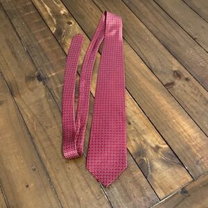 Vintage Bert Pulitzer Mens Red Silk Geometric Chain Link Necktie Made in USA